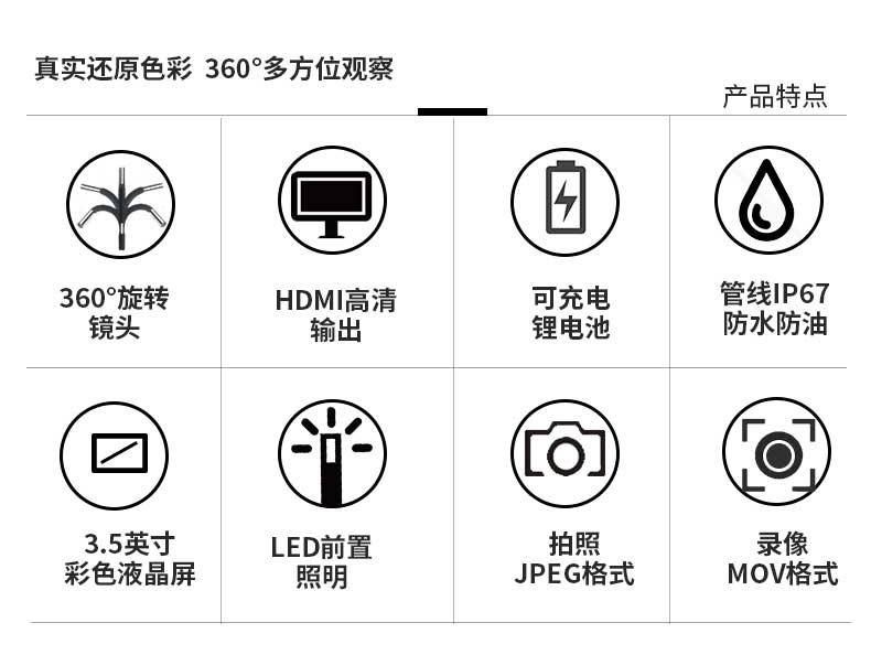 管道工業(yè)內(nèi)窺鏡360°旋轉(zhuǎn)